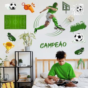 Imagem de Adesivo De Parede Futebol Decorativo Para Quarto E Sala Titulo Verde