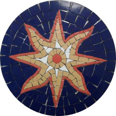 Imagem de Rosone Mosaico Contemporâneo Sol Em Mosaico Ii Cerâmica Tamanho 60cm