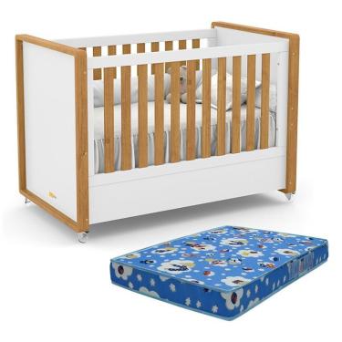 Imagem de Berço Americano Tutto New Branco Soft-freijó E Colchão Baby Physical - Matic Móveis Branco Soft-freijó