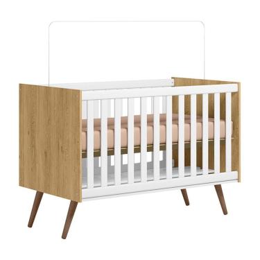 Imagem de Berço Mini Cama Encanto Retrô com Grade de Proteção em MDP Branco para Colchão 70 X 130 cm
