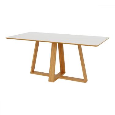 Imagem de Mesa de Madeira 180 Cm 100% Mdf Tm87 Off White/Freijó - Dalla Costa