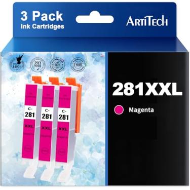 Imagem de ARTITECH Cartuchos de tinta compatíveis magenta Canon CLI-281 CLI-281 XXL para PIXMA TS9120 TR7520 TR8520 TS6120 TS6220 TS8120 TS8220 TS9520 TS6320 TS9521C, pacote com 3 CLI2 81 M