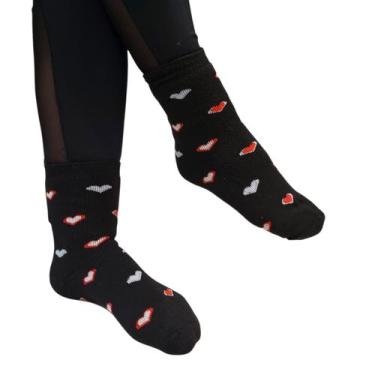 Imagem de Kit 2 Pares de Meias Feminina Inverno Grossa Macia Cano Alto - RJC, Pr