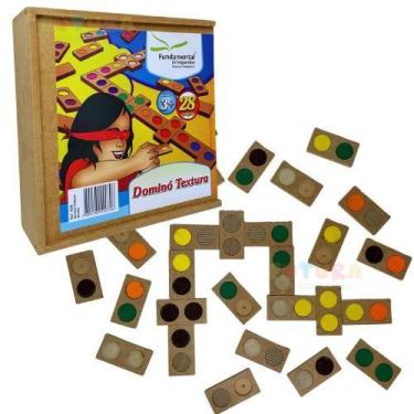 Imagem de Dominó Textura Braille Tátil Inclusivo Com 28 Peças Em Mdf - Fundament