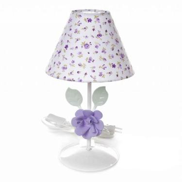 Imagem de Abajur Metal Flor G Lilás Quarto Bebê Infantil Menina - Potinho de mel