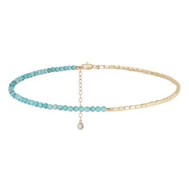 Imagem de MYEARS Tornozeleira feminina com contas de ouro 14K, simples, delicada, feita à mão, joia boho, praia, One Size, Latão Metal Ouro amarelo, Sem Pedra Preciosa