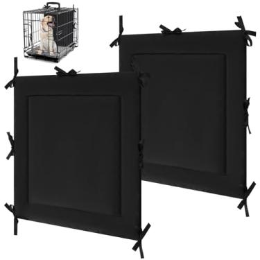 Imagem de Thyle 2 peças de painel divisor de caixa de cachorro para 91 cm, divisória preta grossa de canil com laços para treinamento de filhotes (28,5 x 27 polegadas para caixa de 61 cm)