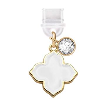 Imagem de ELISE & FONDA TP665 Porta de carregamento tipo C plugue antipoeira Little Clover pingente de celular para iPhone 15/16/Samsung/OnePlus/Xiaomi/oppo telefones Android (branco)