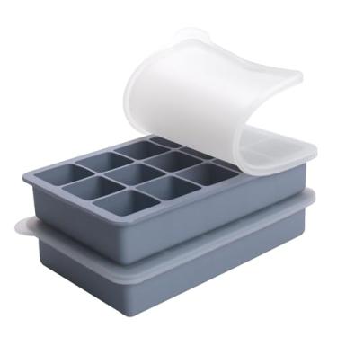 Imagem de 2 colheres de sopa de moldes de silicone para congelador – perfeitos para armazenar alho, ervas, gengibre, pesto, pasta de tomate, suco de limão, purês e mais – Bandeja de silicone para congelador de