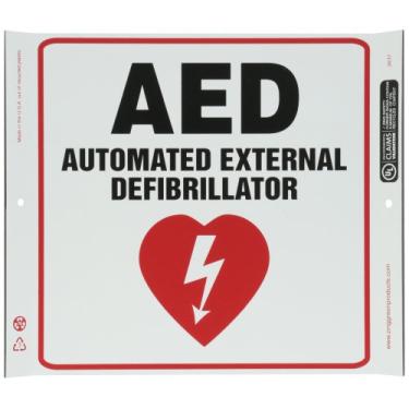 Imagem de Zing Green Products 2637 Placa de canto de segurança "AED" de plástico reciclado, 25,4 cm de comprimento, 25,4 cm de largura
