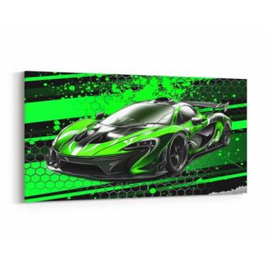 Imagem de Feelyou Crianças meninos carro de corrida verde arte grande carro esportivo decoração arte de parede jogos esportes extremos impressão em tela grande adolescentes carro pintura de parede 48 x 96 cm
