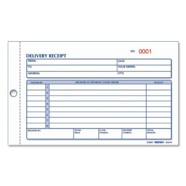 Imagem de Rediform Livro de recibos de entrega, três partes sem carbono, 16,38 x 4,25, total de 50 formulários