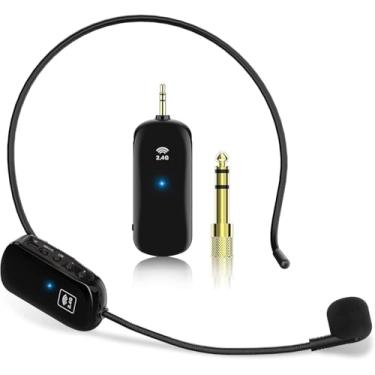 Imagem de Sistemas de microfones de fone de ouvido, microfone de cabeça UHF com redução de ruído, fone de ouvido portátil profissional para instrutor de fitness, ensino e desempenho de palco