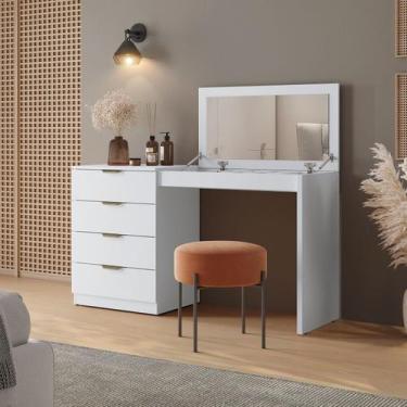 Imagem de Penteadeira Camarim com Porta Joias e Tampo Reclinável 4 Gavetas Afrod