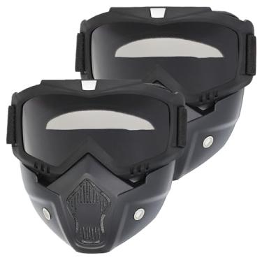 Imagem de OQUQO Pacote Com 2 Máscaras De Airsoft, Rosto Inteiro, Máscara Tática, Óculos De Proteção Para Capacete De Motocicleta Com Máscara Facial Removível Para Homens E Mulheres