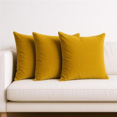 Imagem de Almofadas Cheia Veludo Sofa 45x45 Tons Colorido - Art in Decor, Amarel