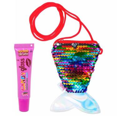 Imagem de Gloss Labial Infantil Candy Gloss Sorvete De Uva Bolsa Lantejoulas Ser