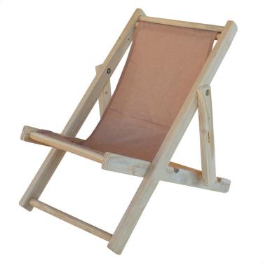 Imagem de Cadeira Espreguiçadeira Dobrável Infantil Madeira Maciça Natural com Tecido
