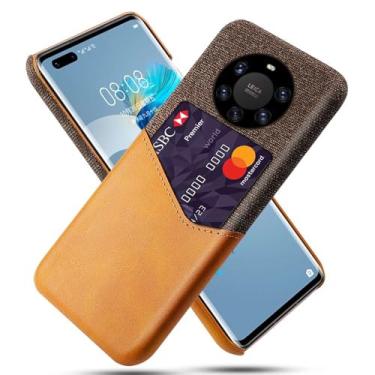 Imagem de Capa para Huawei Mate 40 PRO Plus,Anti-deslizamento,Proteção contra quedas de 360°,Resistência à impressão digital,Tela e caso de couro PU com 1 slot de cartão atrás-Brown