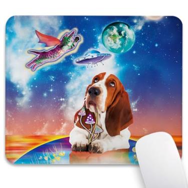Imagem de Knseva Tapete de rato super espacial para gatos 24 x 20 cm, bordas costuradas reforçadas, tapete antiderrapante durável para jogos e escritório, decoração de mesa, animais cósmicos engraçados gatinho