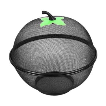 Imagem de YWJLQH Cesta de Frutas com Tampa, Escorredor de Alimentos Coberto, Tigela de Pão para Lanche, Tigela de Frutas Decorativa, Cesta de Arame de Metal para Resta, preto, Tamanho real