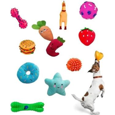 Imagem de Brinquedo Mordedor Sonoro kit com 6 para Cachorros Gatos Pets - Genéri