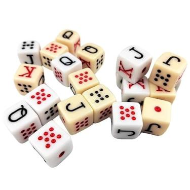 Imagem de Conjunto de dados, 20 peças de dados de pôquer espanhol 6 lados quadrados JQK dados de plástico conjunto de dados de jogo de mesa amarelo