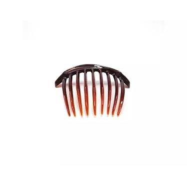 Imagem de Pente de Cabelo Vintage em Acetato, Design Clássico, Marrom Âmbar, 9 Dentes, 10,0 x 8,0 cm