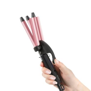 Imagem de Youuish Mini Modelador De Cabelo Com 4 Temperaturas Ajustáveis, Modelador De Cachos Pequeno De 1/2 Polegada Com 3 Cilindros, Modelador De Cachos Com Voltagem Dupla, Tamanho Para Viagem, Ferramenta P