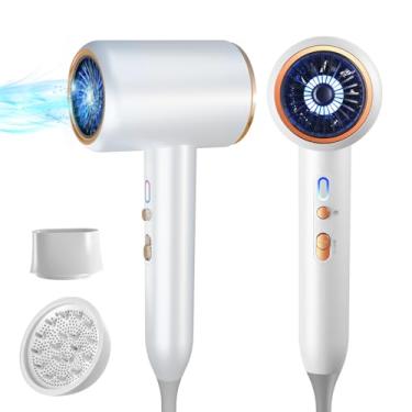 Imagem de Secador de cabelo para mulheres e homens 1875W portátil iônico secador de cabelo para viagem com bocal difusor pequeno, leve e silencioso, secagem rápida como salão de beleza, sem danos causados pelo