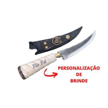 Imagem de Faca Artesanal Curvada Cabo de Osso - DOSUL Cutelaria