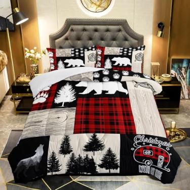 Imagem de QOOMO Conjunto de edredom casal, 3 peças, animais selvagens, para adolescentes, meninos, meninas, estampa de caça, com 2 fronhas, alternativa, macio e leve