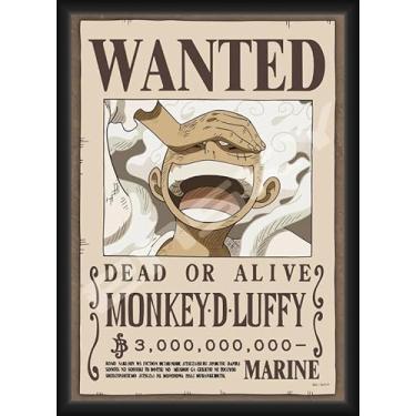 Imagem de BUY ART FOR LESS Pôster de arte emoldurado oficialmente licenciado One Piece - Wanted - Luffy Hand - 61 x 91 cm - Moldura de madeira projetada resistente com vidro plexi - Pronto para pendurar