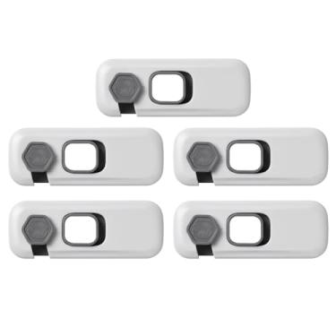 Imagem de Pacote com 5 cadeados de segurança infantis para geladeira e gavetas – Adesivo forte, fácil instalação, essencial à prova de bebês – Armários seguros, armários e muito mais