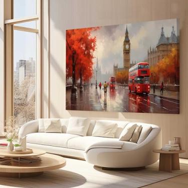 Imagem de Quadros Decorativos para Quarto Sala 90x60 Londres Arte Pintura Vermelho Grande Escritório Hall