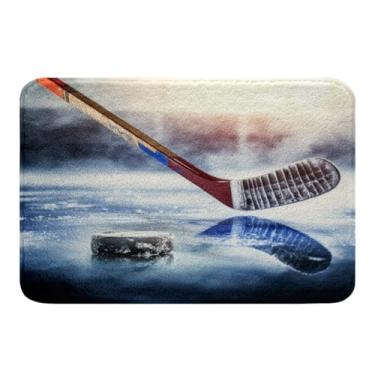 Imagem de Tapetes de banheiro de hóquei no gelo jogos esportivos no gelo tapetes de banho para crianças para banheira de chuveiro para meninos meninas discos de hóquei tapetes de banho para banheiro antiderrapante esportes de inverno acessórios de banheiro 16" x 24"