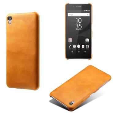 Imagem de Capa para Sony Xperia Z5,Proteção contra quedas,Casca de volta de cor sólida simples,Design de couro de imitação de plástico-Orange