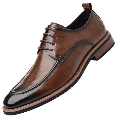 Imagem de MWX Sapato Oxford masculino clássico com cadarço e bico de asa para homens, casual, negócios, Marrom, 44