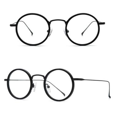 Imagem de VFDHN Armação de óculos de acetato de titânio feminino, moda retrô, pequeno, redondo, masculino, vintage (6)