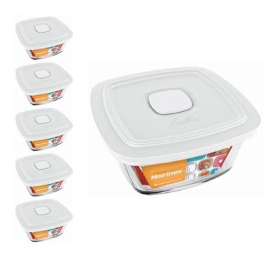 Imagem de 5 Potes Vidro Facilita Vap Quadrado Com Tampa 2L Marinex - NADIR FIGUE