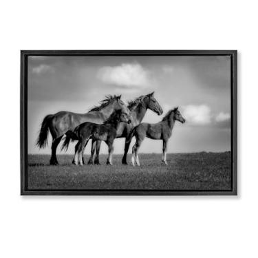 Imagem de Stupell Industries Babies On Board Horse Family Black Framed Floater Canvas Wall Art Design por Wendy Caro, 21 x 31