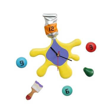Imagem de WeiLaiKeQi Relógio de parede criativo pigmentado, moderno, decorativo, decoração de parede para quarto infantil