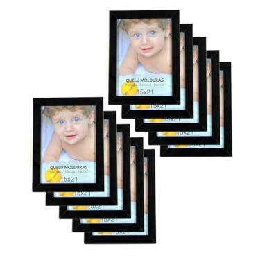 Imagem de Kit 10 Porta Retrato 15x21 Moldura C/Vidro Comum (Preto)