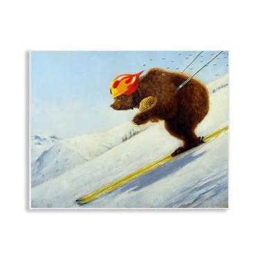 Imagem de Stupell Industries Placa de parede The Heist Ski Bear Design de Lucia Heffernan, 28 x 35 cm