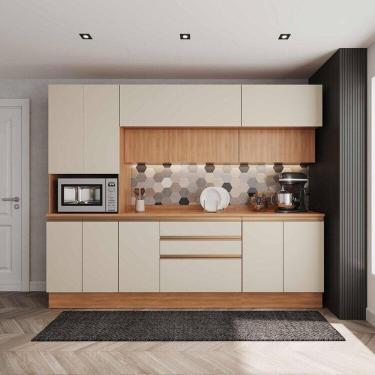 Imagem de Cozinha Modulada 5 Peças com Armários, Balcões e Torre Quente Aroeira Cabecasa Madeiramadeira Cinza Sereno