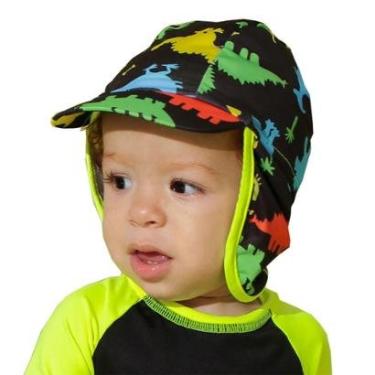Imagem de Boné Praia Bebê Proteção UV Dinossauros Preto Everly-Masculino