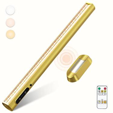 Imagem de bravzurg Barra de luz LED magnética recarregável com controle remoto, iluminação embaixo do armário sem fio, luzes de parede alimentadas por bateria, lâmpada de mesa regulável para armário de espelho