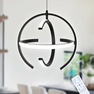 Imagem de KELUOLY Lustres de LED modernos pretos, luminária pendente globo regulável, lâmpadas suspensas ajustáveis de metal de 33 cm são adequadas para cozinha, sala de jantar, quarto, hall de entrada
