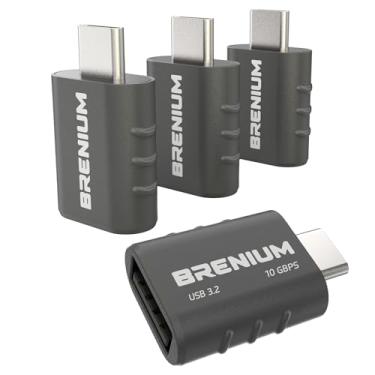 Imagem de Brenium Pacote com 4 adaptadores USB C para USB, USB 3.2, 10 Gbps, tipo C macho para fêmea, compatível com Apple MacBook, Microsoft Surface, Dell (USB-A para USB-C)