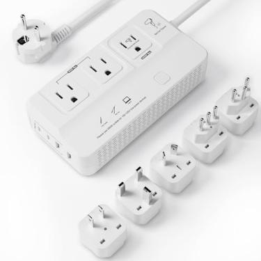 Imagem de Conversor de tensão de viagem de 220 V a 110 v: adaptador universal internacional de tomada de alimentação conversores de tomada dos EUA para a Europa - secador de cabelo de alta potência